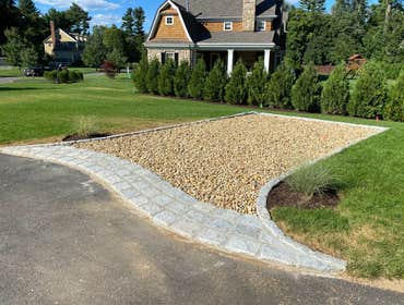 Wayland Hidden Springs Lane This is a new build construction where we did all of the masonry and hardscape work. Part of our scope was the fieldstone r