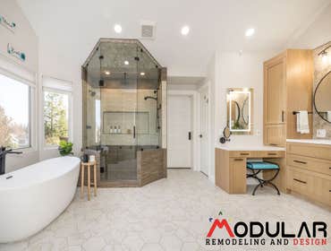 Full Remodeling Bathroom Pleasanton Full remodeling of bathroom, vanity, bathtub, and shower