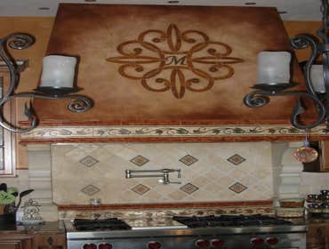 An intricate monogrammed range