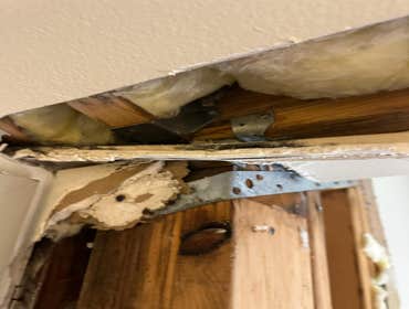 Water Mitigation This project was a roof leak the photos show initial inspection to post demo.