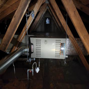 Photos by Castle Heating & Air #1 Furnace replacement with relocation, and A/C add on.