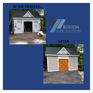 Photos by Boston Home Solution Inc #1 Project consisted of building a spacious shed that allowed homeowner to store machinery and materials