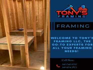 Framing Services ✨ Strong Structure. Clean Finish. Built to Last.
At Tony’s Framing LLC, we specialize in high-quality framing for both residential and