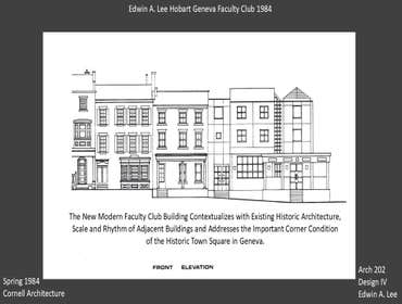 Hobart & Williams College and Geneva College Faculty Club Edwin A. Lee Architect Undergraduate Architectural Design Studio Project at Cornell Universit