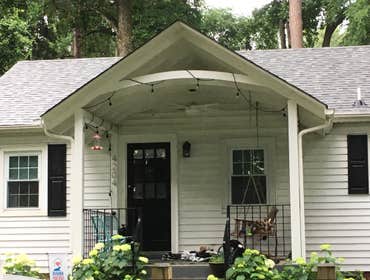 Photos by Old Growth Design #9 Custom timber frame porch addition with curved laminated white oak collar ties and 3x6 rafters. 2010