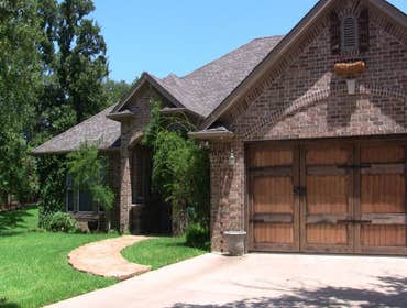 Cedar Garage Door and Backyard Kitchen