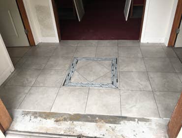 Photos by Fast Track Builders, Inc #7 Church foyer renovations before and after.