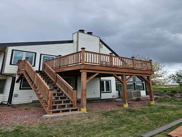 Elevated wood deck and staircase