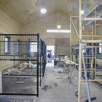 Horse Stable Here is a horse stable i built it is 90x100 with a indoor riding arena 90x200 attached to back side of stable.The cupola on top is a worki