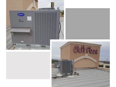 Photos from Tech-Vac On this project we replaced 3 package units on a Cici's Pizza. The old units were removed due to old age and extensive hail damage
