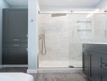 Berkeley Hill Bathroom Remodel Complete bathroom remodel. Shower has full length granite slabs.