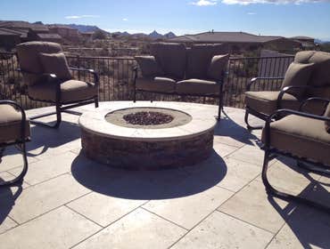 Reverse negative edge Travertine deck, spa, reverse negative edge play pool,