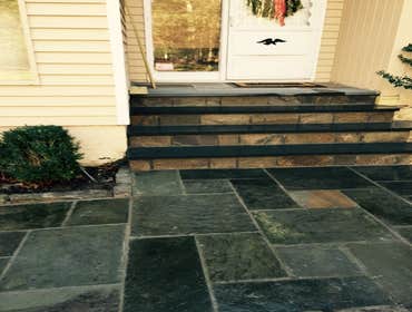 Photos by PFA Contracting #1 DEMO WALKWAY AND FRONT STEPS. RECONSTRUCT NEW FRONT STEPS WITH LANDING USING BLUE STONE TREADS, BLUESTONES FOR THE RISERS,