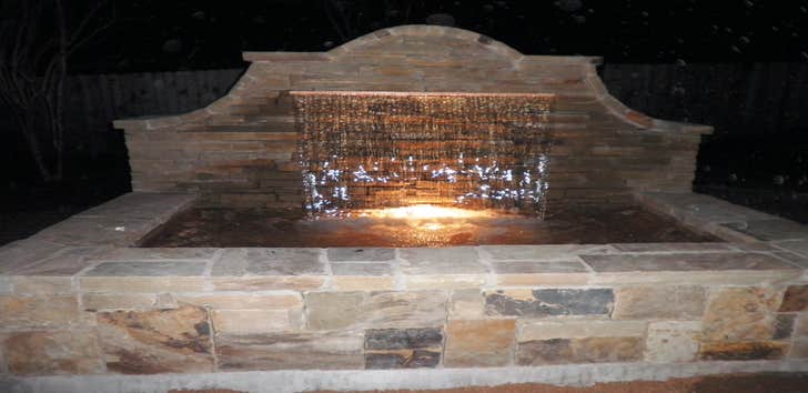 Photos by Professional Masonry (on) Pools and Ponds #1 Custom stone fountain with water feature.