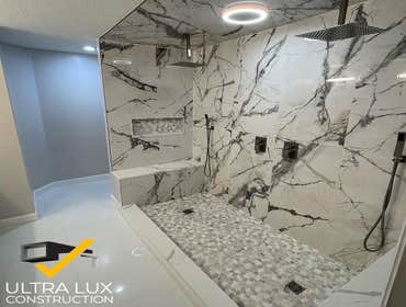 Callacatta Viatera style bathroom remodeling project. Callacatta Viatera style bathroom remodeling project in Chicago, IL.