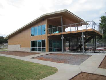 Tennis Pro Shop at Riordan Hall, Bella Vista AR This project consisted of metal stud walls, wood trusses, red iron, and a composite deck. Just about ev