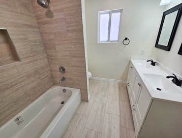 Guest Bathroom Remodel The fully transformed space exudes elegance and serenity, making it the perfect sanctuary for our clients and their guests.