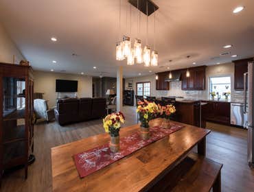 Open concept Kitchen/living space Expaned kitchen/dining area, living space and fireplace
