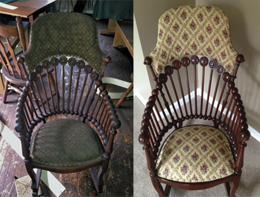 Before/After restoration of antique chair