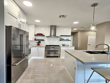 HOMESTEAD Behind every space we remodeling, you’ll find quality finishes. Meet one of our latest project; The combination of whites tile backsplash whi