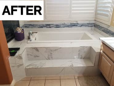 Bathtub Island Remodel Project This project was very exciting to do. We removed the original bathtub and replaced it with a new modern style. We redesi