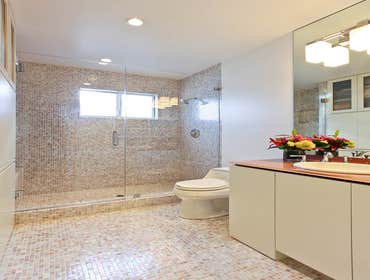 Tiled shower matches floor