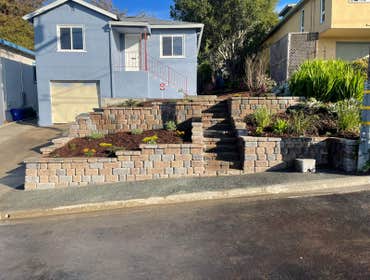 Retaining wall will new Landscaping.
