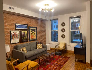 Full House Remodel Removed partition wall to open space, updated kitchen, installed HVAC, restored oak floors, exposed brick walls and wood trim.