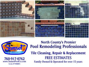 Sunset Pool Co Photos Recent projects by Sunset Pool Co. including solar, rust stain repair, resurfacing (replastering a pool), tile cleaning & repair,