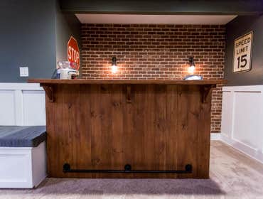 Basement Customizations These clients already had the finish space, they just needed something a little more to make it a great basement. We worked wit