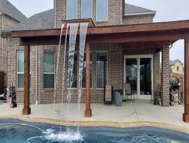 Covered Patio Waterfall Feature
