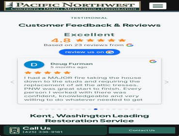 Slavik Petrus Pacific Northwest Restoration1 Fire restoration. Mold mitigation Water mitigation. Demolition. Content restoration.