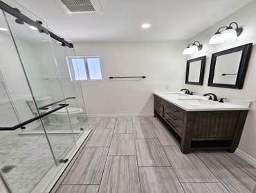 Master Bathroom Remodel We've given this space a complete makeover with lots of relocations and upgrades.