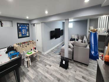 Livingston Basement Remodel of basement in Livingston to include bar, child's area.