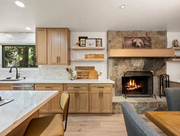 Full Home Renovation with Natural Wood & Stone in Incline Village, NV, 89451 This complete home renovation transformed the main living areas into a stu