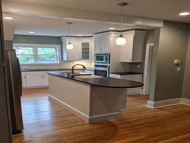 Photos by Mobile Interiors #1 Total kitchen renovation in a 1932 cape cod. We did the floors. Tore out old hardwood covered in linoleum and mastic. 