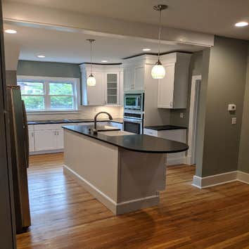 Photos by Mobile Interiors #1 Total kitchen renovation in a 1932 cape cod. We did the floors. Tore out old hardwood covered in linoleum and mastic. 