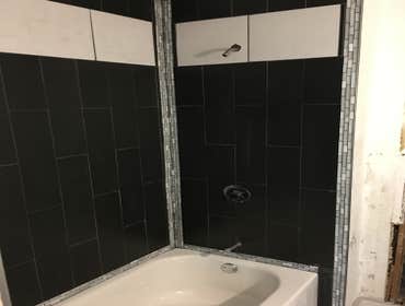 Bathroom tile floor and shower