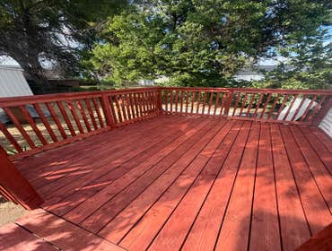 New wood deck Sedona red stain