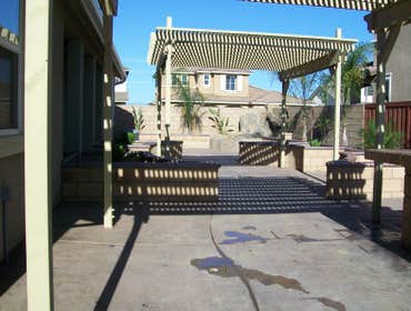 PATIO COVER, STAMPED CONCRETE