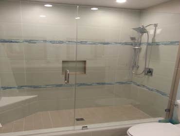 Fallbrook Bathroom Complete bathroom remodel homeowner changed out all the bathroom fixtures with a custom tiled shower, glass door, new custom vanity