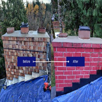 Images Before & After - Chimney painting from the outside