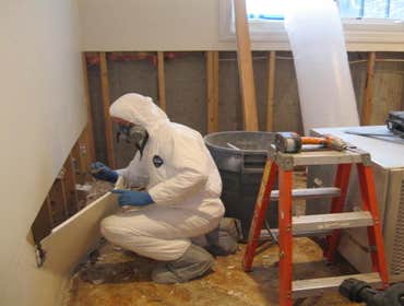 M A Restoration Inc Project Reparing home damaged by car crashing into side of house.