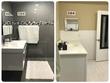 Before and After bathroom makeover vanties