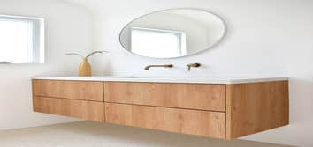 Minimalist bathroom remodel with custom vanity
