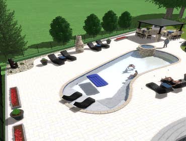 3D Design & Build Back Yard Pool & Living Space Design