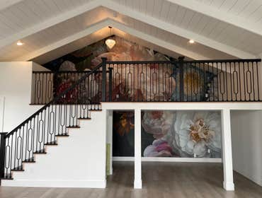 Photos by Cool River Construction LLC #2 Floral wallpaper from Sweden installed in a newly constructed art studio to finish the project off for the cli