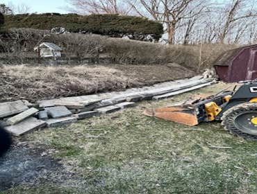 Photos by Lms Construction and Remodeling Retaining Wall Remove existing retaining wall destroyed by fallen tree
Regrade hillside
Regrade lawn
Rebuild 