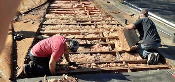 Flat roof repair/ Replacing ceiling joists