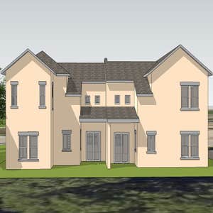 Scott Lane Duplex A custom duplex with five bedrooms total, two kitchens, two fireplaces, two great rooms, and two sets of garages.